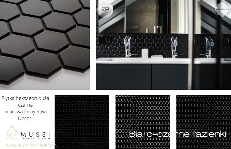 Aranżacje czarno-białych łazienek - Mussi Concept Studio