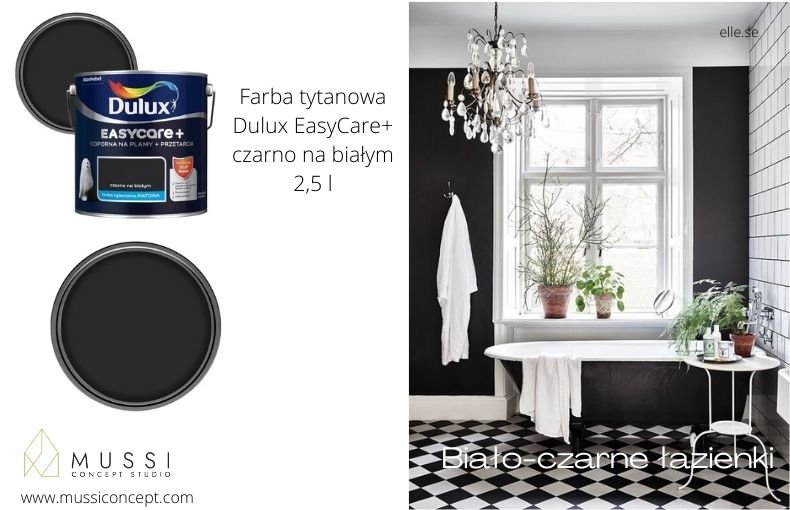 Aranżacje czarno-białych łazienek - Mussi Concept Studio