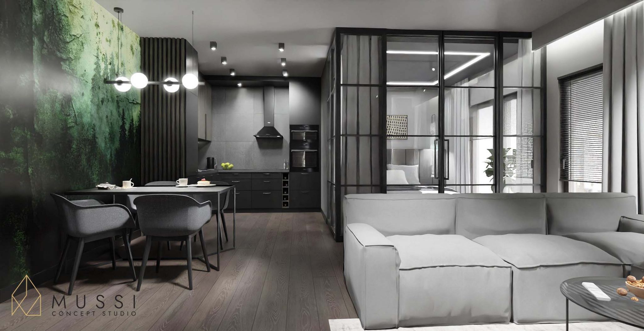 Projekt mieszkania w stylu loft | Projekty wnętrz Mussi Concept Studio