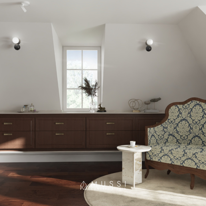 Wnętrze w stylu francuskim z elementami secesji