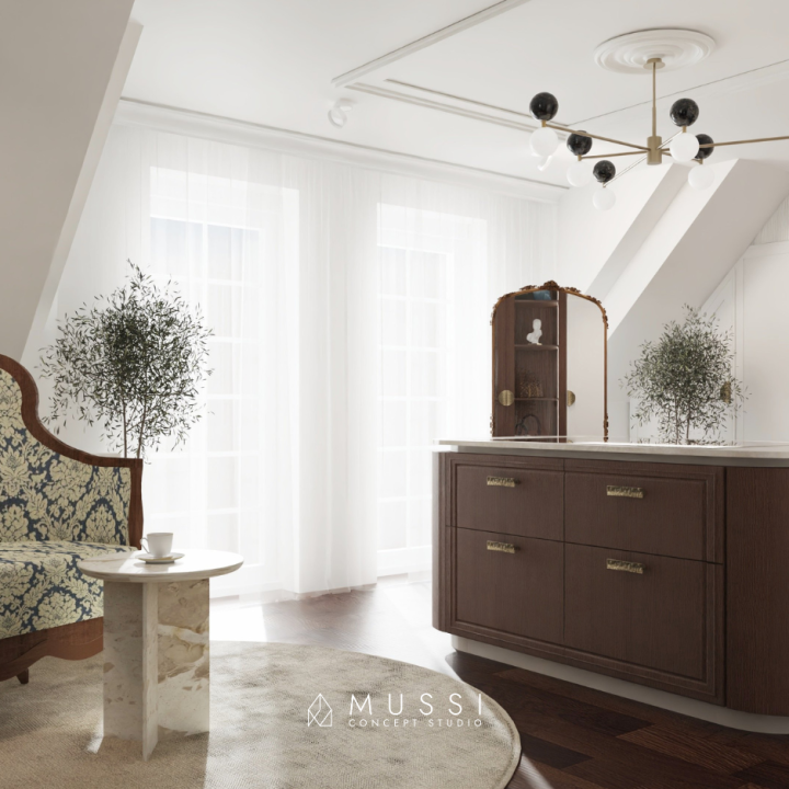 Wnętrze w stylu francuskim z elementami secesji