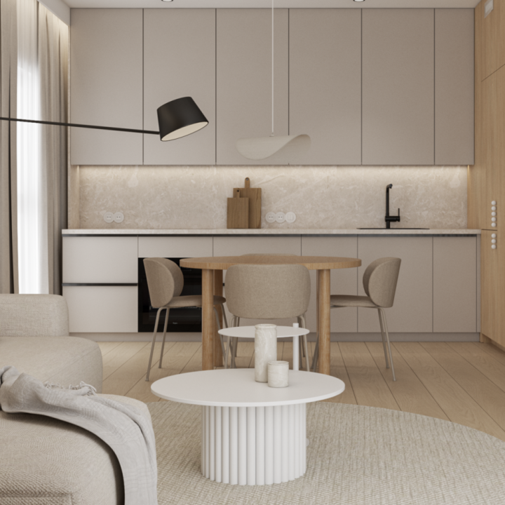 Minimalistyczne wnętrze w odcieniach beży